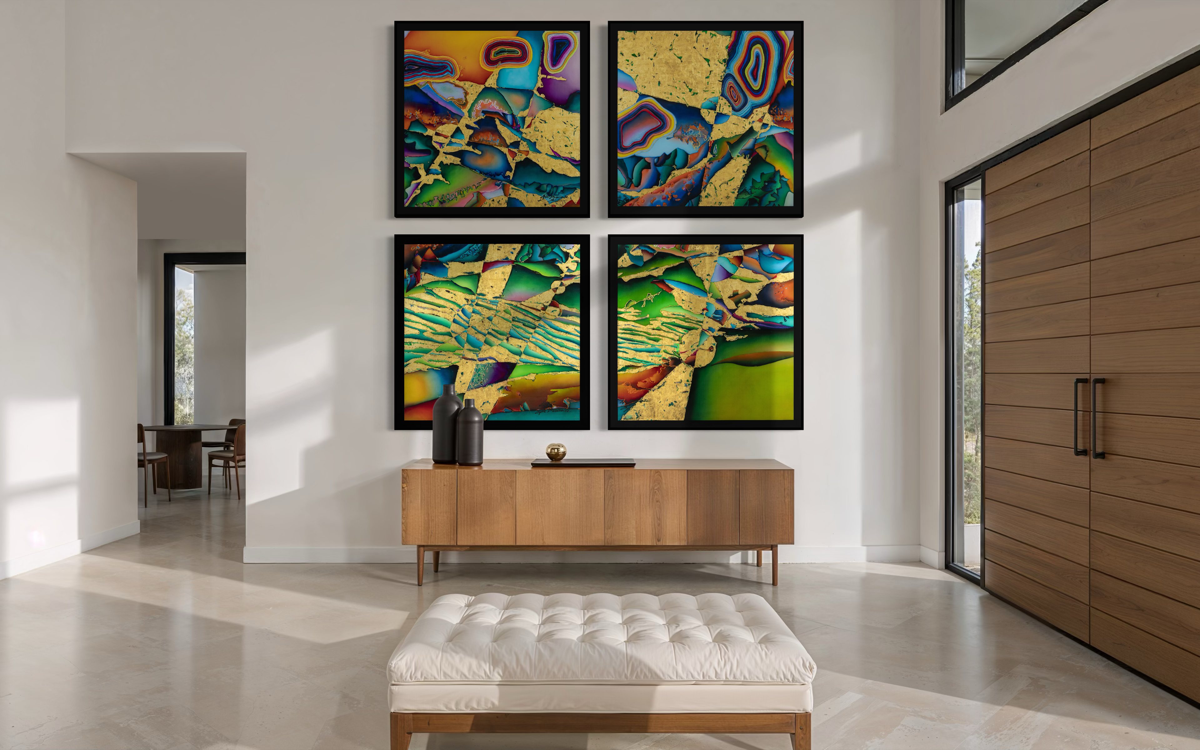 Curated artwork in interior